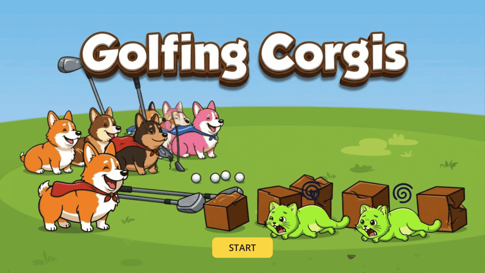 Golfing Corgis gameplay screenshot — Title Screen